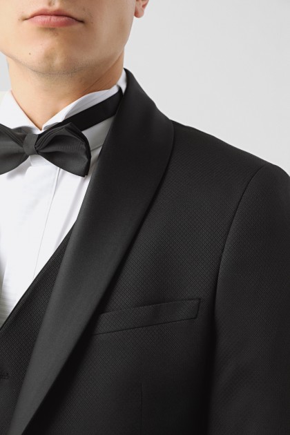 COSTUM CEREMONIE CU VESTA NEGRU SLIM FIT TWN