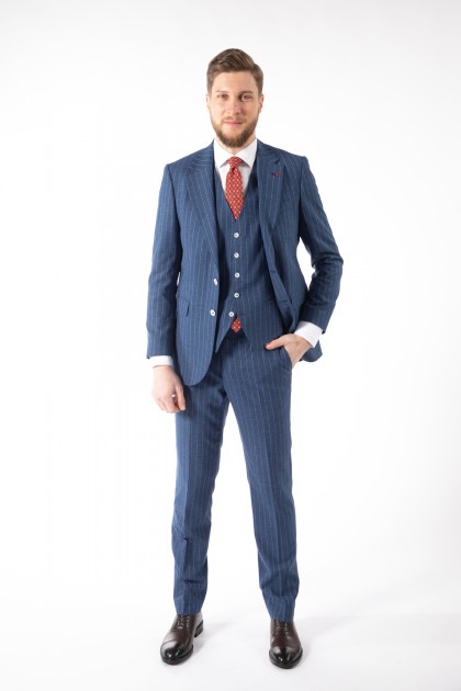 COSTUM ALBASTRU REGULAR FIT D'S DAMAT