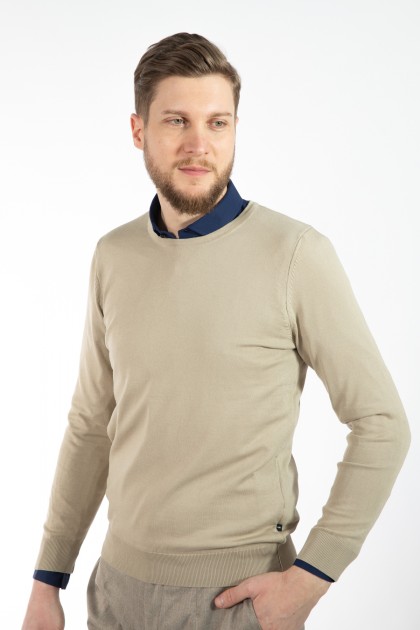 PULOVER BEJ SLIM FIT TWN