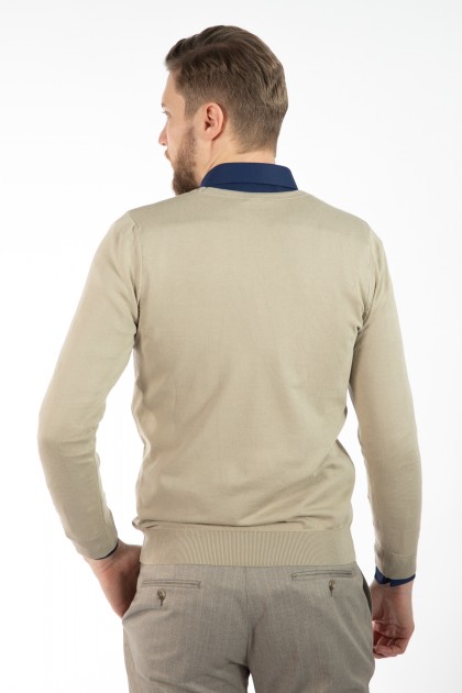 PULOVER BEJ SLIM FIT TWN