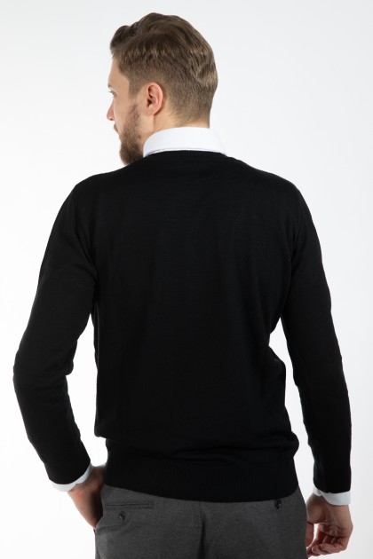 PULOVER NEGRU REGULAR FIT D'S DAMAT